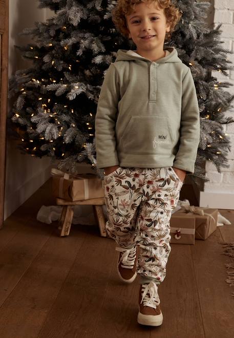 Ensemble bébé sweat-shirt à capuche et pantalon en molleton abou Vert 1 - vertbaudet enfant 