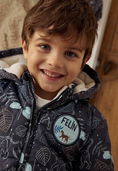 Doudoune bébé intérieur polaire avec capuche félintrépide Bleu 1 - vertbaudet enfant 
