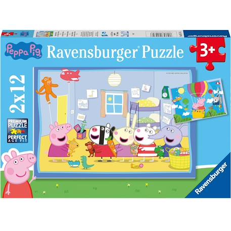 Puzzle les aventures de peppa pig 2x12 pcs Bleu 1 - vertbaudet enfant 