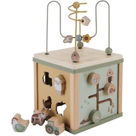 Cube d'activités en bois little farm Vert 1 - vertbaudet enfant 