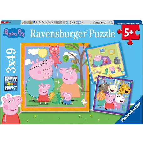 Puzzle peppa pig 3x49 pcs Bleu 1 - vertbaudet enfant 