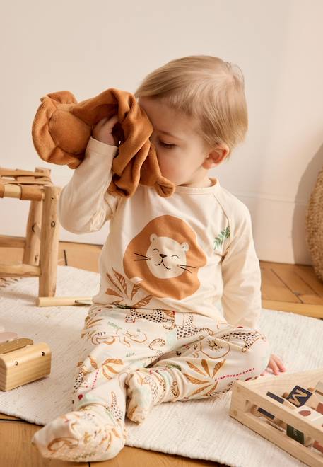Pyjama enfant 2 pièces à pieds retroussables tango Ecru 1 - vertbaudet enfant 