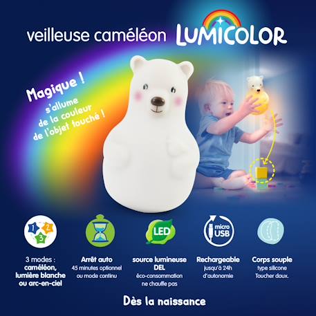 Veilleuse ours lumicolor Blanc 5 - vertbaudet enfant 