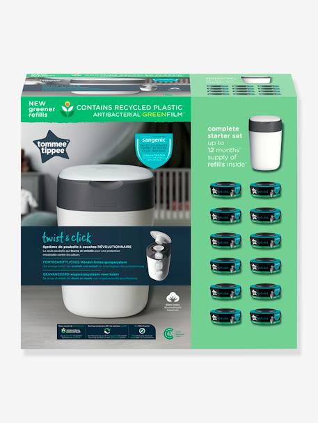 Starter pack poubelle à couches Twist & Click + 12 recharges blanc 2 - vertbaudet enfant 