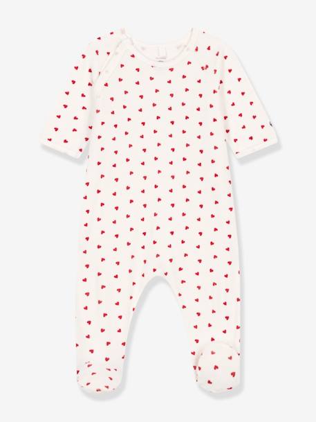 Pyjama bébé en velours coeurs blanc 1 - vertbaudet enfant 
