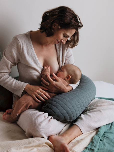Coussin de maternité et d'allaitement Big Flopsy Brique+cacao+Gris chiné+gris imprimé+Lin+marron imprimé+vert 14 - vertbaudet enfant 