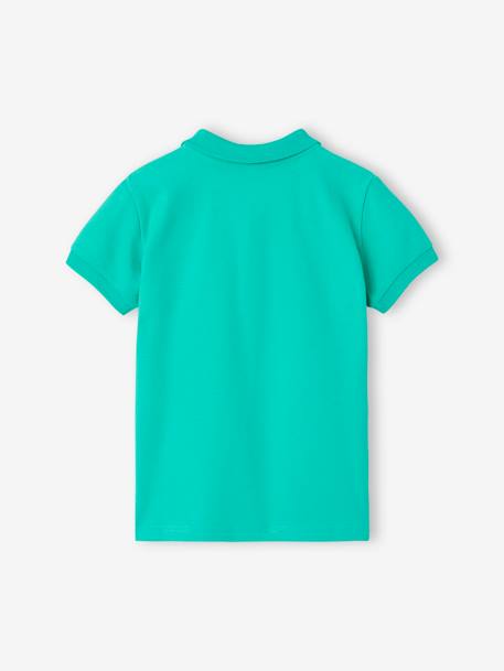 Polo garçon manches courtes broderie poitrine blanc+bleu+jaune pâle+kaki clair+MARINE+terracotta+vert émeraude 26 - vertbaudet enfant 