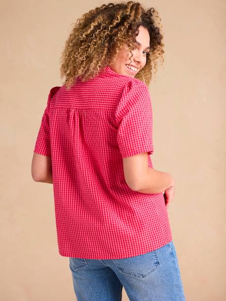 Chemise en seersucker vichy grossesse et allaitement rose 3 - vertbaudet enfant 