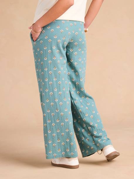 Pantalon de grossesse large gaze coton imprimé avec bandeau vert 4 - vertbaudet enfant 