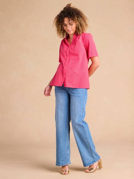 Chemise en seersucker vichy grossesse et allaitement rose 1 - vertbaudet enfant 