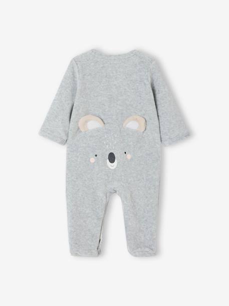 Pyjama bébé mixte velours animal personnalisable beige chiné+gris chiné 13 - vertbaudet enfant 
