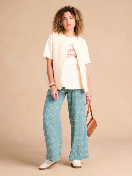 Pantalon de grossesse large gaze coton imprimé avec bandeau vert 2 - vertbaudet enfant 