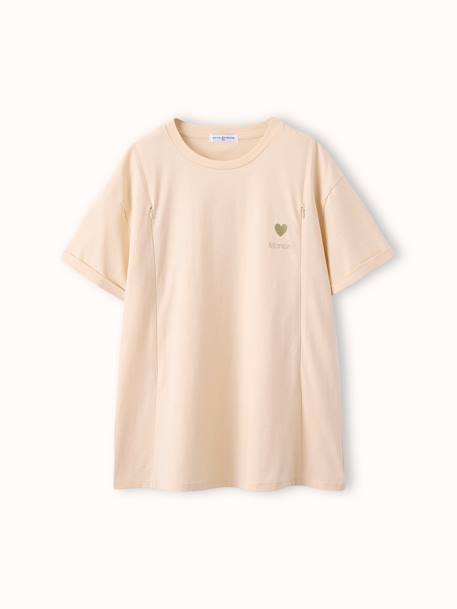 T-shirt 'Mama d'Amour' grossesse et allaitement en coton bio écru 5 - vertbaudet enfant 