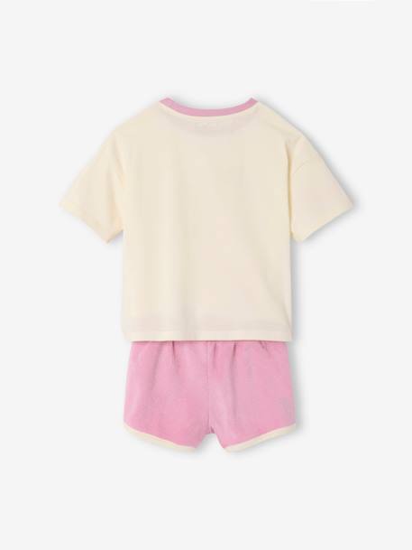 Ensemble T-shirt et short en éponge fille corail+lilas 10 - vertbaudet enfant 
