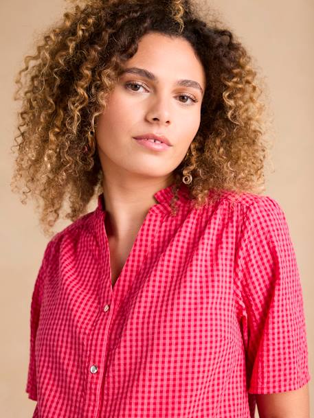 Chemise en seersucker vichy grossesse et allaitement rose 6 - vertbaudet enfant 