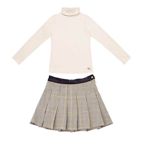 Ensemble   jupe plissée  et  & col roulé Beige marron jaune 1 - vertbaudet enfant 