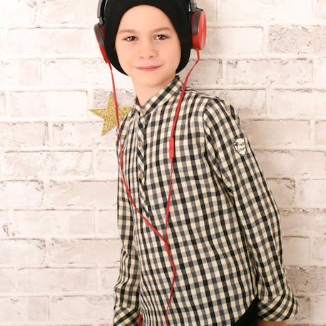 Chemise col mao   carreaux    liverpool Noir beige 5 - vertbaudet enfant 