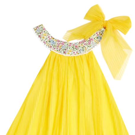 Robe cérémonie   col liberty   alizee Jaune lilas fleuri 2 - vertbaudet enfant 