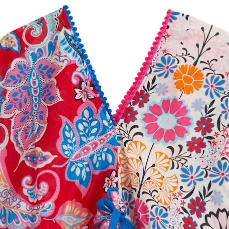 Robe de plage  imprimé fleurs hawaï   bali Rouge bleu 4 - vertbaudet enfant 