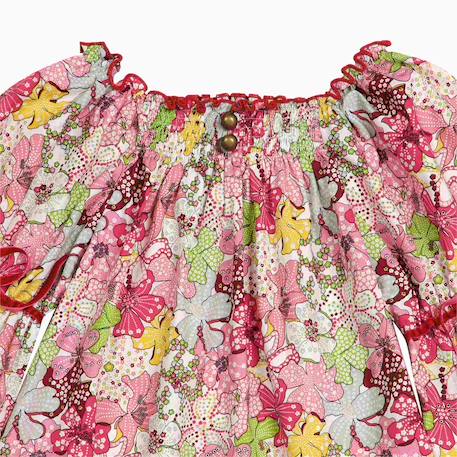 Ensemble   pantalon velours  & blouse fleurie Rouge 6 - vertbaudet enfant 