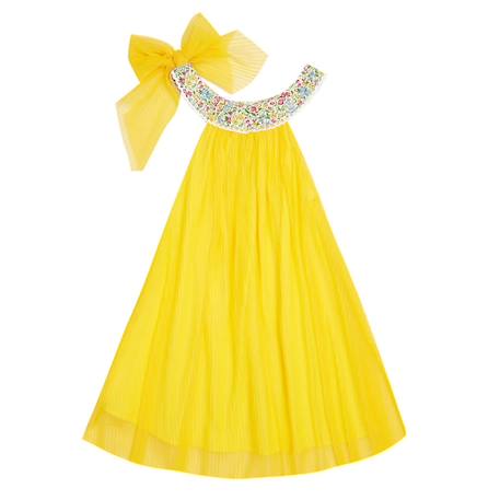 Robe cérémonie   col liberty   alizee Jaune lilas fleuri 4 - vertbaudet enfant 