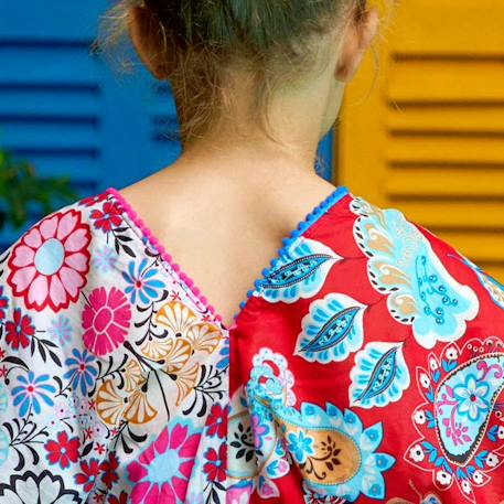 Robe de plage  imprimé fleurs hawaï   bali Rouge bleu 6 - vertbaudet enfant 