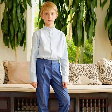 Chemise col mao      cérémonie  rimbaud Bleu ciel 2 - vertbaudet enfant 