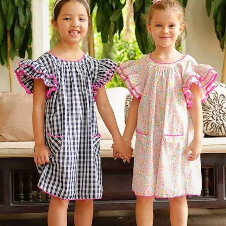 Robe  été   ample  butterfly Bleu marine+Jaune bleu+Rose bleu pastel+Violette bleu 18 - vertbaudet enfant 