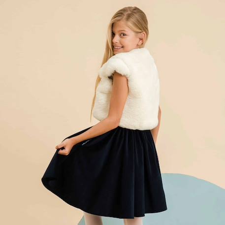 Robe  qui tourne velours   et col    hepburn Bleu marine bleu roi+Bleu marine rose 6 - vertbaudet enfant 