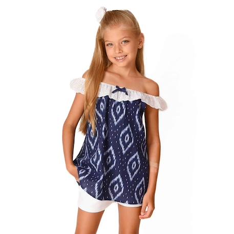 Blouse tie-and-dye été   bleu marine  col 2-en-1  aurore Bleu marine blanc 5 - vertbaudet enfant 