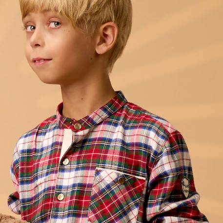 Chemise de noël  en flanelle tartan   rimbaud Rouge noir 2 - vertbaudet enfant 