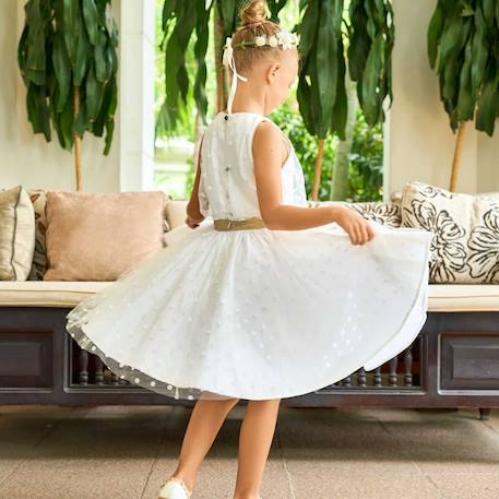 Robe cérémonie   qui tourne en tulle  hepburn Blanche or 2 - vertbaudet enfant 