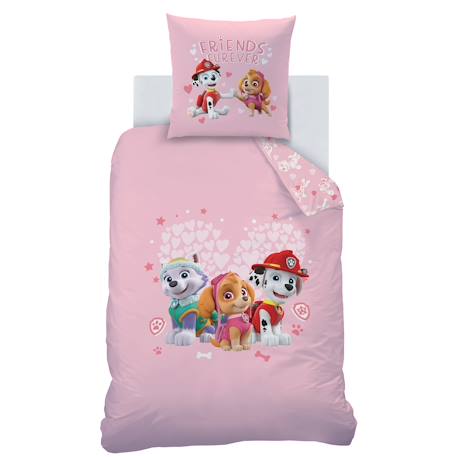 Parure de lit imprimée 100% coton, pat patrouille heart Rose 3 - vertbaudet enfant 