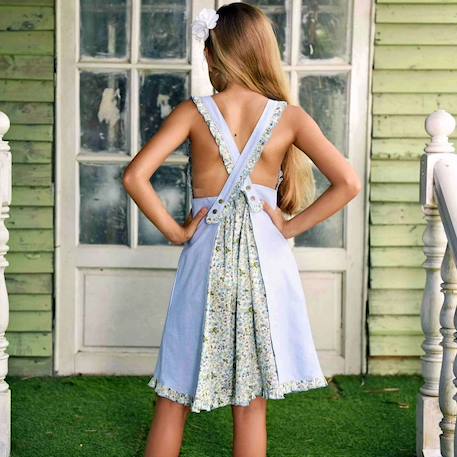 Robe cérémonie    liberty  anais Bleu pastel 2 - vertbaudet enfant 
