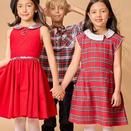 Robe carreaux tartan    edimbourgh Rouge vert 2 - vertbaudet enfant 