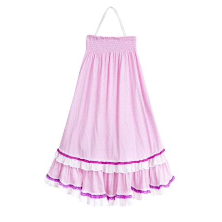 Robe longue   avec dentelle   2-en-1  ibiza Rose violet+Vert orange 5 - vertbaudet enfant 