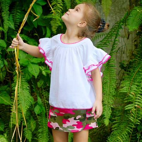 Blouse liberty   à volants  butterfly Blanche fuchsia+Jaune bleu+Rose bleu pastel+Violet bleu 6 - vertbaudet enfant 
