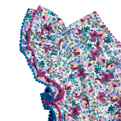 Blouse liberty   à volants  butterfly Blanche fuchsia+Jaune bleu+Rose bleu pastel+Violet bleu 20 - vertbaudet enfant 