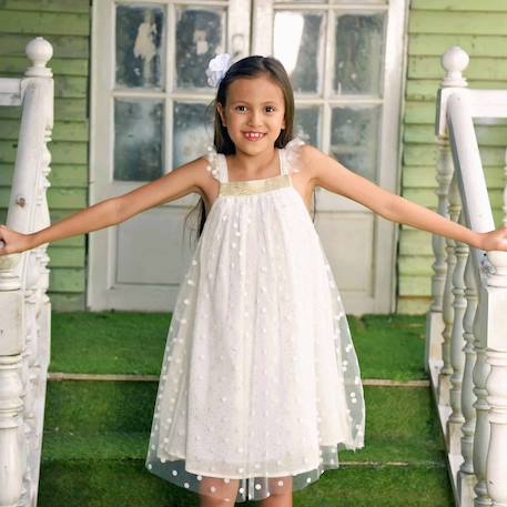 Robe cérémonie bohème   tulle    alizee Blanc cassé doré 1 - vertbaudet enfant 