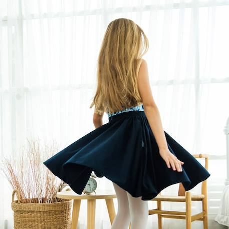 Robe  qui tourne velours   et col    hepburn Bleu marine bleu roi+Bleu marine rose 2 - vertbaudet enfant 