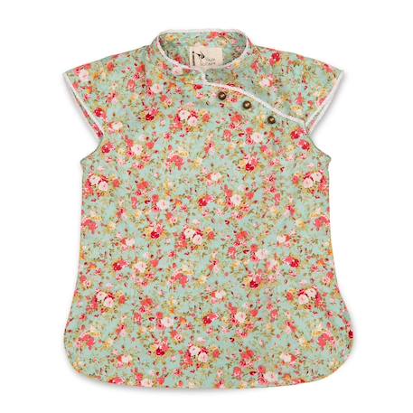 Blouse chinoise à col mao    fleurie liberty   annam Vert d'eau rouge 3 - vertbaudet enfant 