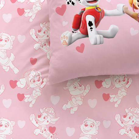 Parure de lit imprimée 100% coton, pat patrouille heart Rose 2 - vertbaudet enfant 