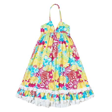 Robe de plage longue   jersey fleuri   eugenie Blanc fleuri multicolore 4 - vertbaudet enfant 