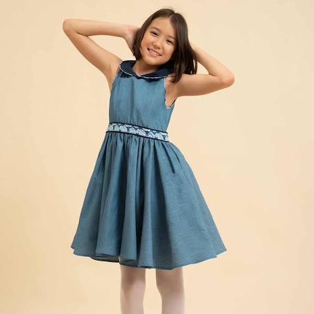 Robe qui tourne   à col claudine  hepburn Bleu bleu marine 2 - vertbaudet enfant 