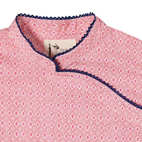 Robe chinoise   à col mao  annam Rose foncé bleu marine 2 - vertbaudet enfant 