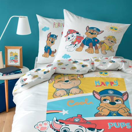 Parure de lit imprimée 100% coton, pat patrouille happy Blanc 1 - vertbaudet enfant 