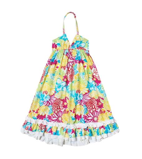 Robe de plage longue   jersey fleuri   eugenie Blanc fleuri multicolore 1 - vertbaudet enfant 