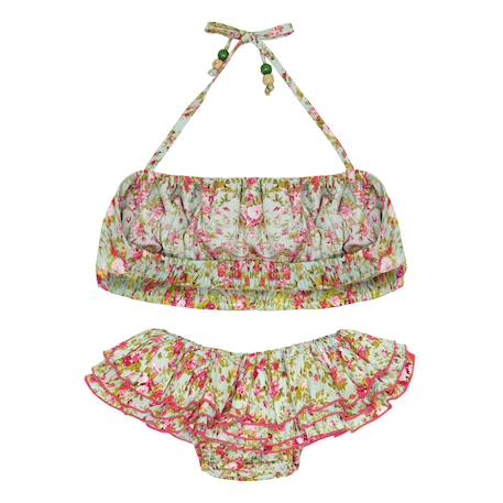 Maillot de bain 2 pièces  liberty  pièceà volants  swan Vert d'eau rouge 5 - vertbaudet enfant 