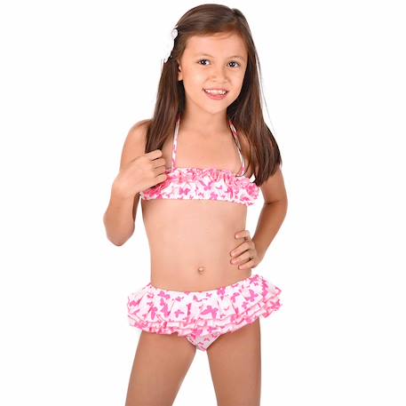 Maillot de bain    imprimé papillon  swan Rose fuchsia blanc 2 - vertbaudet enfant 