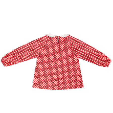 Blouse de noël  à col claudine Rouge blanc 4 - vertbaudet enfant 